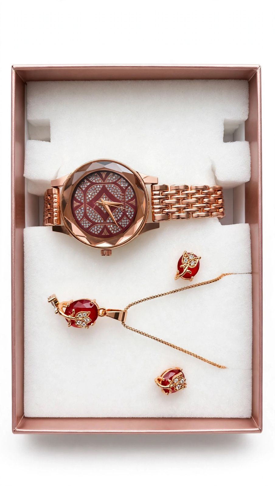 Luxury watch and jewellery combo set women